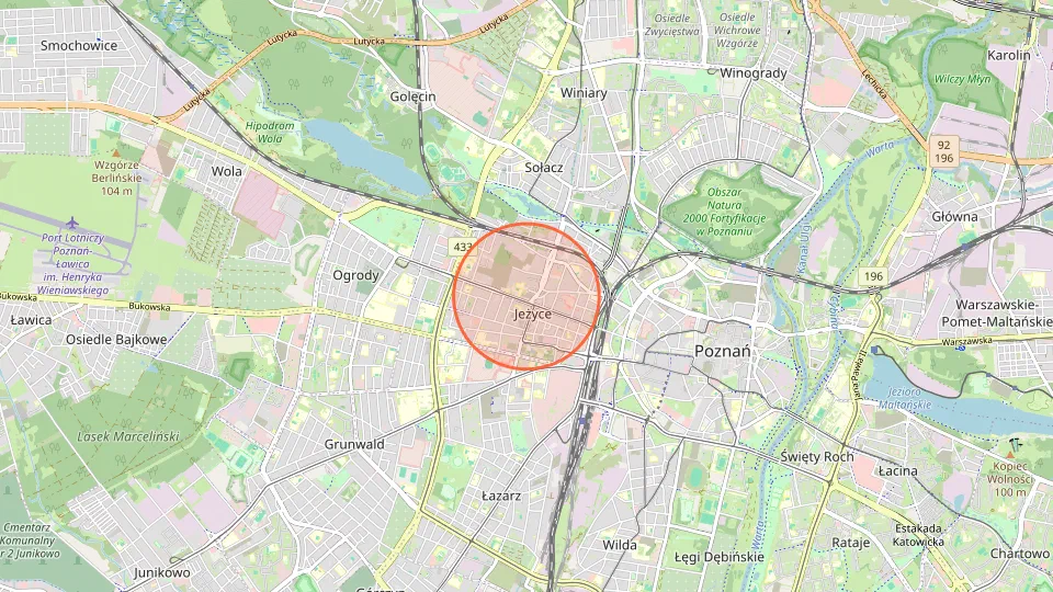 Mapa: Jeżyce, Poznań