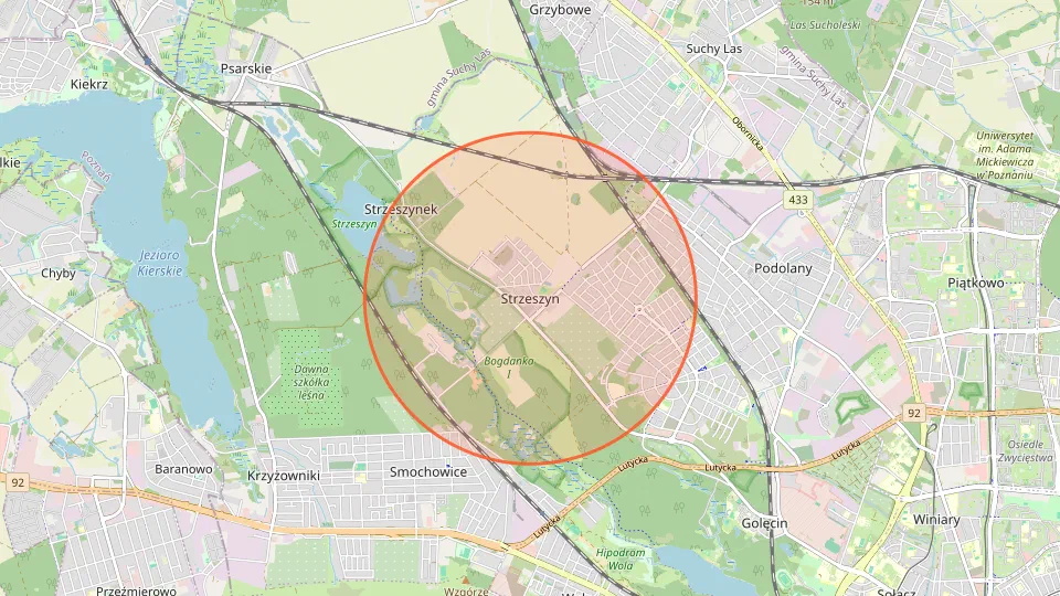 Mapa: Strzeszyn, Poznań